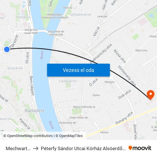 Mechwart Liget to Péterfy Sándor Utcai Kórház Alsóerdősori Telephelye map