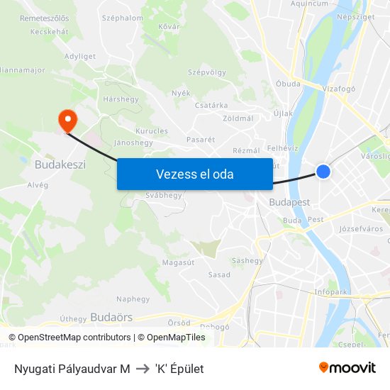 Nyugati Pályaudvar M to 'K' Épület map