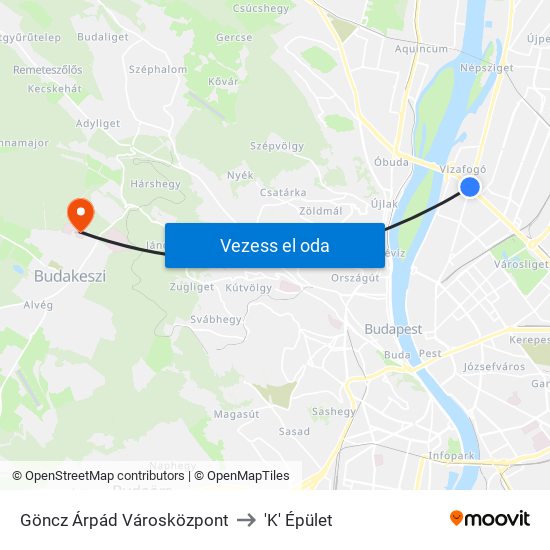 Göncz Árpád Városközpont to 'K' Épület map