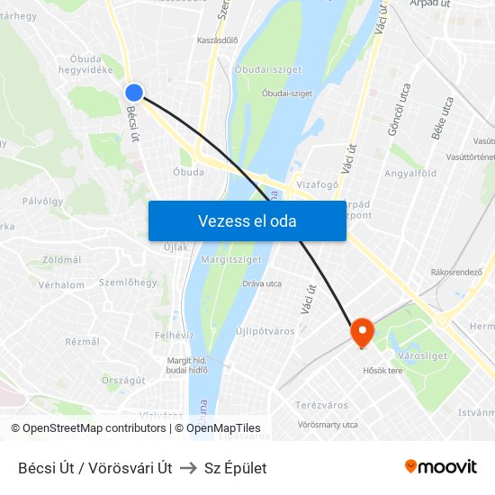 Bécsi Út / Vörösvári Út to Sz Épület map