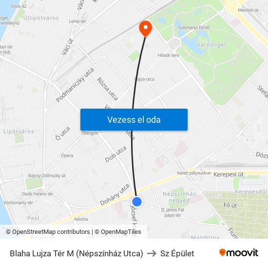 Blaha Lujza Tér M (Népszínház Utca) to Sz Épület map