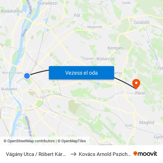 Vágány Utca / Róbert Károly Körút to Kovács Arnold Pszichológus map