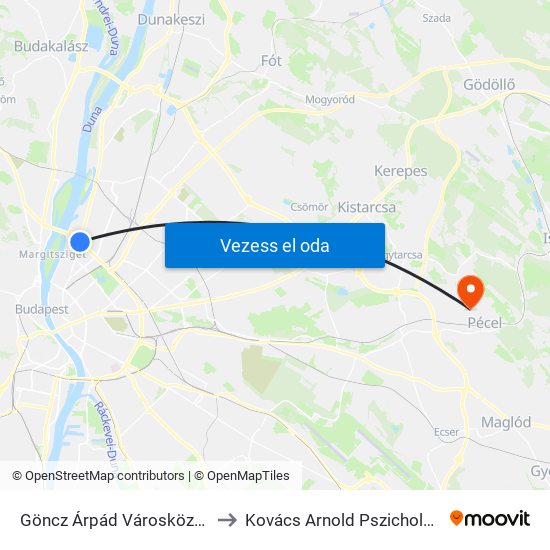 Göncz Árpád Városközpont to Kovács Arnold Pszichológus map