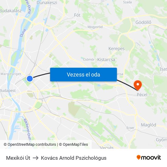 Mexikói Út to Kovács Arnold Pszichológus map