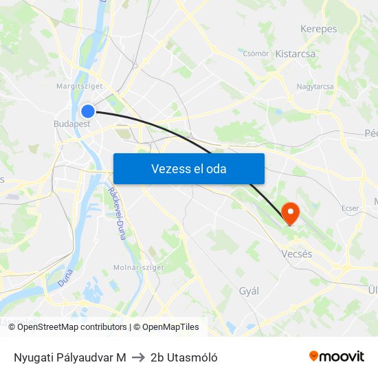 Nyugati Pályaudvar M to 2b Utasmóló map