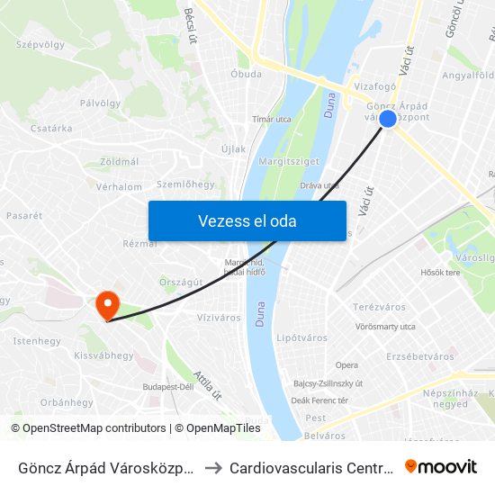 Göncz Árpád Városközpont to Cardiovascularis Centrum map