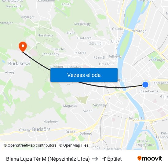 Blaha Lujza Tér M (Népszínház Utca) to 'H' Épület map