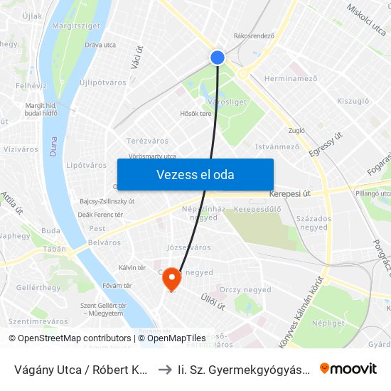 Vágány Utca / Róbert Károly Körút to Ii. Sz. Gyermekgyógyászati Klinika map