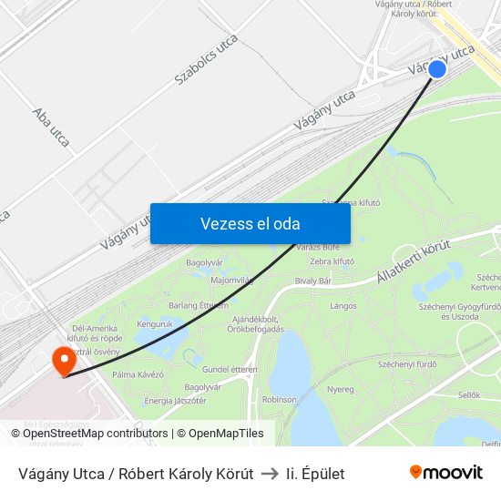 Vágány Utca / Róbert Károly Körút to Ii. Épület map