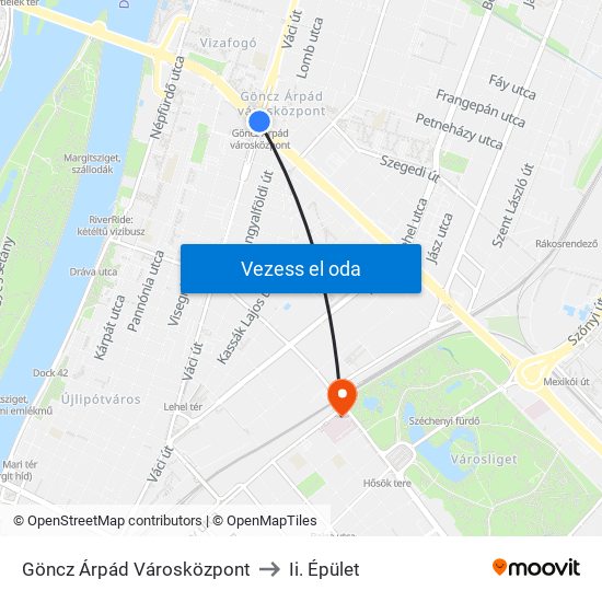 Göncz Árpád Városközpont to Ii. Épület map