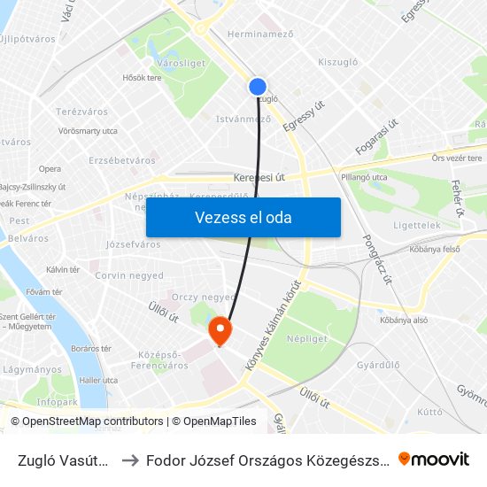 Zugló Vasútállomás to Fodor József Országos Közegészségügyi Központ map