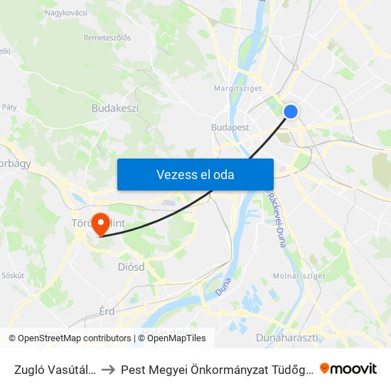 Zugló Vasútállomás to Pest Megyei Önkormányzat Tüdőgyógyintézete map