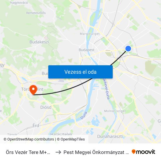 Örs Vezér Tere M+H (Kerepesi Út) to Pest Megyei Önkormányzat Tüdőgyógyintézete map