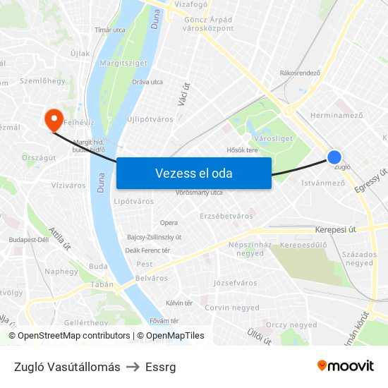 Zugló Vasútállomás to Essrg map