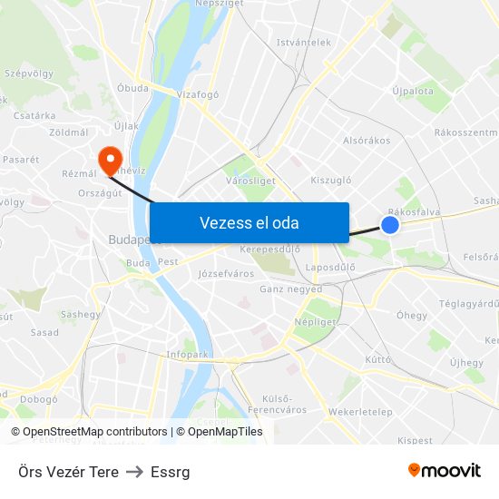 Örs Vezér Tere to Essrg map