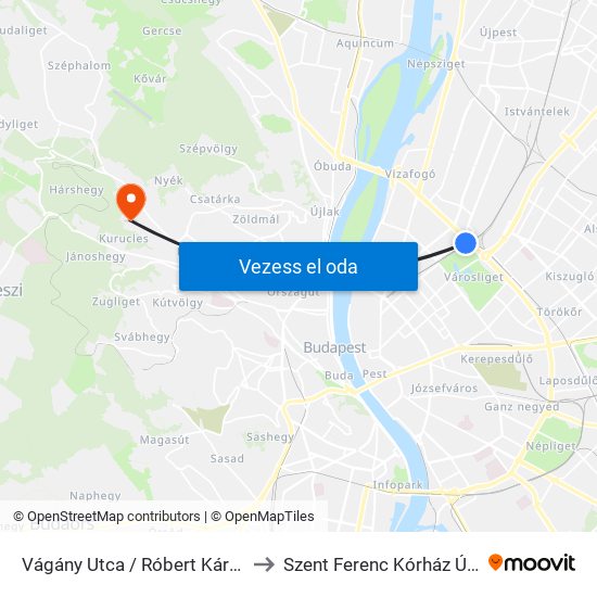 Vágány Utca / Róbert Károly Körút to Szent Ferenc Kórház Új Szárny map