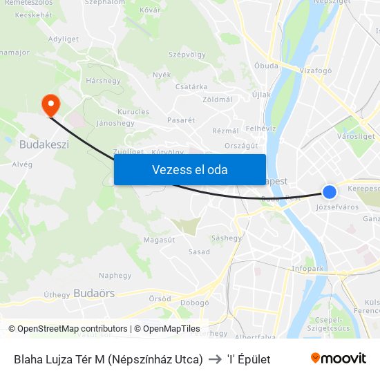 Blaha Lujza Tér M (Népszínház Utca) to 'I' Épület map