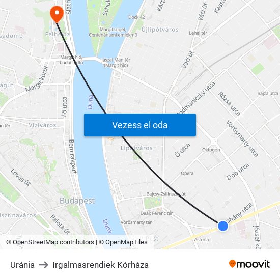 Uránia to Irgalmasrendiek Kórháza map