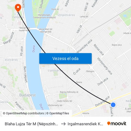 Blaha Lujza Tér M (Népszínház Utca) to Irgalmasrendiek Kórháza map