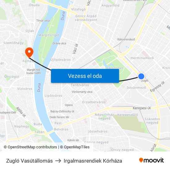 Zugló Vasútállomás to Irgalmasrendiek Kórháza map