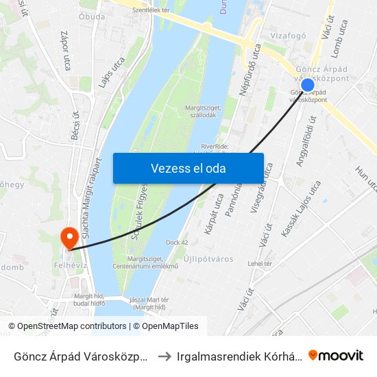 Göncz Árpád Városközpont to Irgalmasrendiek Kórháza map
