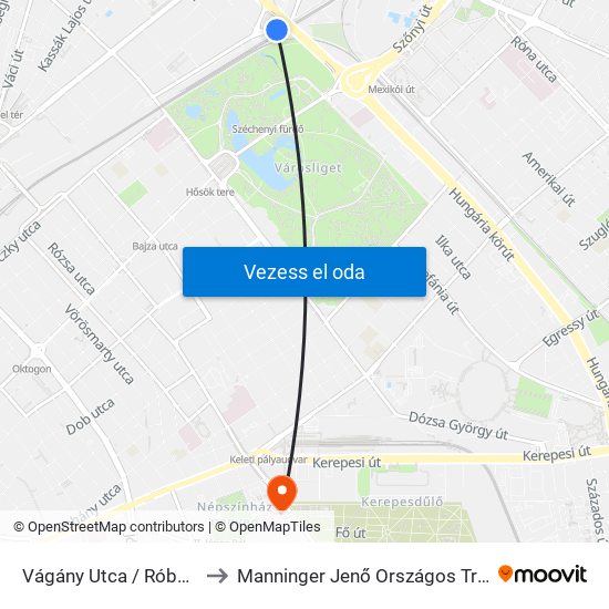 Vágány Utca / Róbert Károly Körút to Manninger Jenő Országos Traumatológiai Intézet map