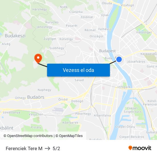 Ferenciek Tere M to 5/2 map