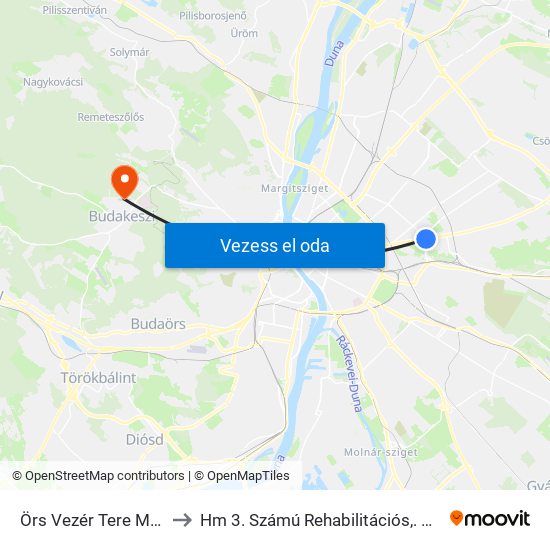 Örs Vezér Tere M+H (Kerepesi Út) to Hm 3. Számú Rehabilitációs,. Krónikus Utókezelő Osztály map