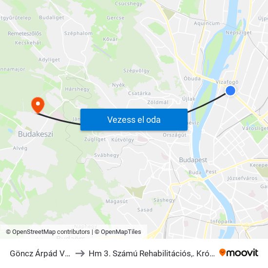Göncz Árpád Városközpont to Hm 3. Számú Rehabilitációs,. Krónikus Utókezelő Osztály map