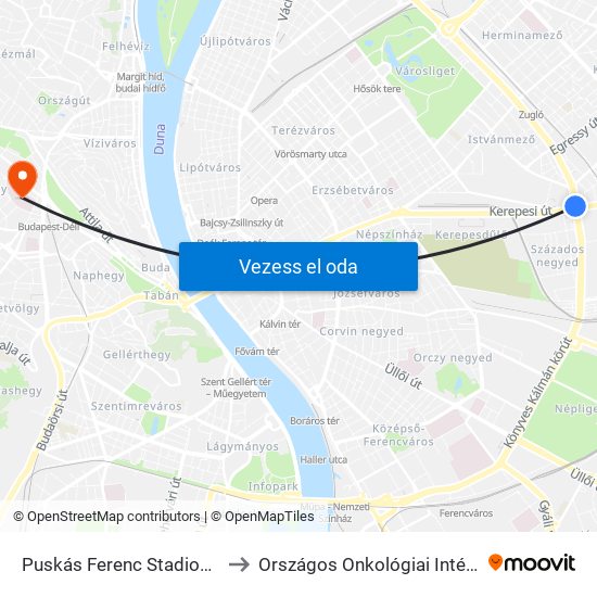 Puskás Ferenc Stadion M to Országos Onkológiai Intézet map