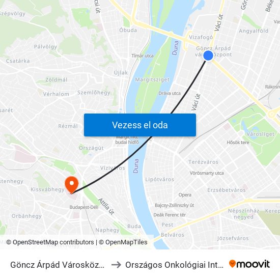 Göncz Árpád Városközpont to Országos Onkológiai Intézet map