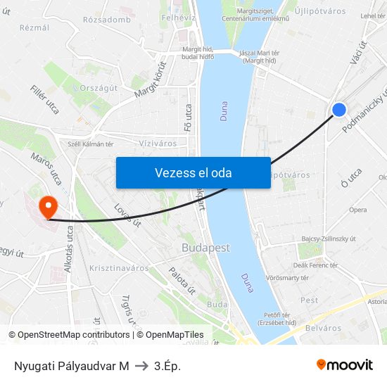 Nyugati Pályaudvar M to 3.Ép. map