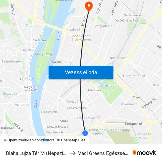 Blaha Lujza Tér M (Népszínház Utca) to Váci Greens Egészségközpont map