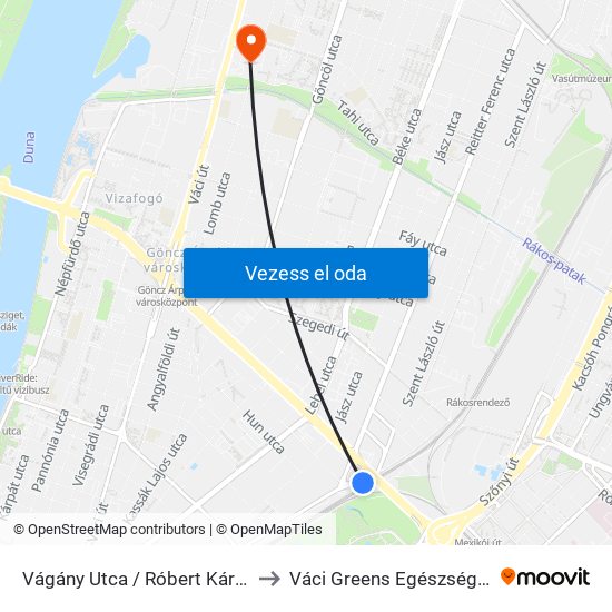 Vágány Utca / Róbert Károly Körút to Váci Greens Egészségközpont map