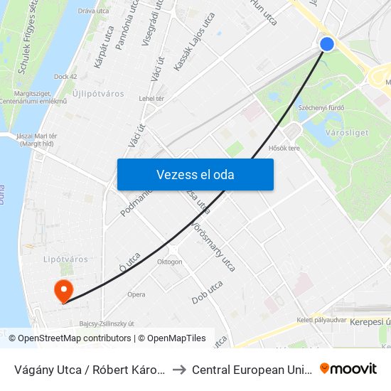 Vágány Utca / Róbert Károly Körút to Central European University map