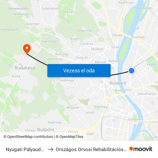 Nyugati Pályaudvar M to Országos Orvosi Rehabilitációs Intézet map