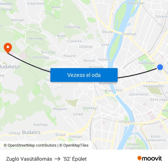 Zugló Vasútállomás to 'S2' Épület map