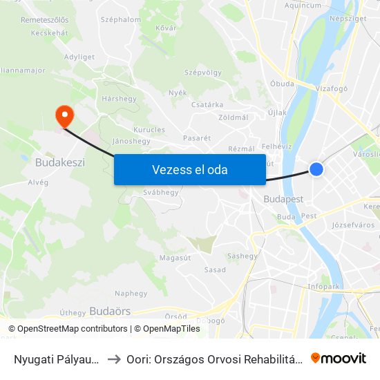 Nyugati Pályaudvar M to Oori: Országos Orvosi Rehabilitációs Intézet map