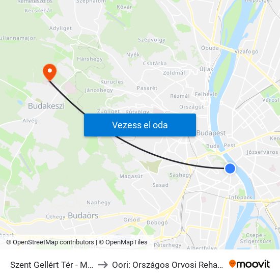 Szent Gellért Tér - Műegyetem M to Oori: Országos Orvosi Rehabilitációs Intézet map