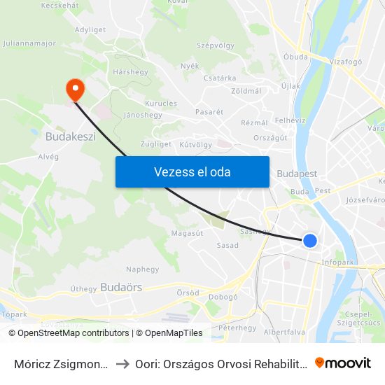 Móricz Zsigmond Körtér to Oori: Országos Orvosi Rehabilitációs Intézet map