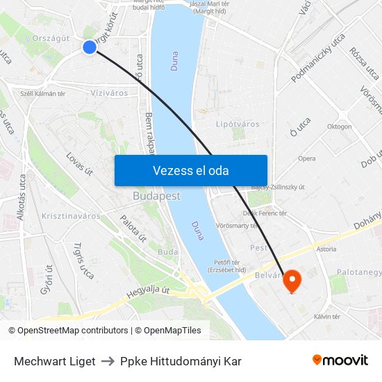 Mechwart Liget to Ppke Hittudományi Kar map