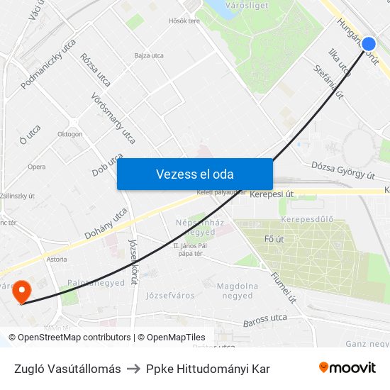 Zugló Vasútállomás to Ppke Hittudományi Kar map