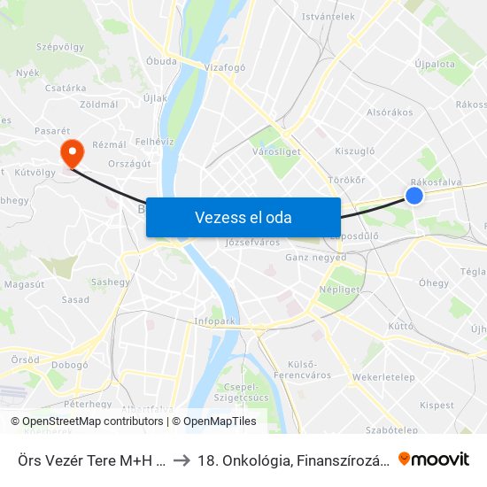 Örs Vezér Tere M+H (Kerepesi Út) to 18. Onkológia, Finanszírozás És Módszertan map