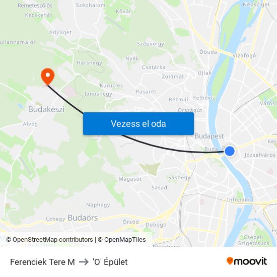 Ferenciek Tere M to 'O' Épület map