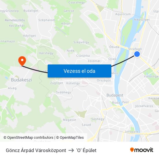 Göncz Árpád Városközpont to 'O' Épület map