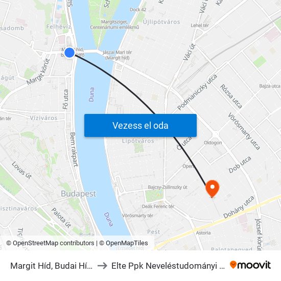 Margit Híd, Budai Hídfő H to Elte Ppk Neveléstudományi Intézet map