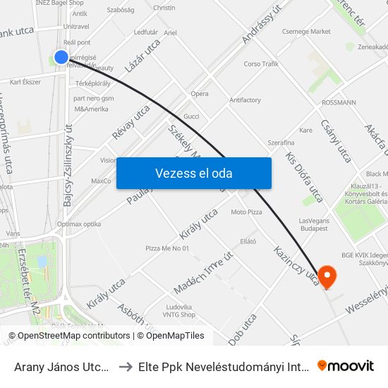 Arany János Utca M to Elte Ppk Neveléstudományi Intézet map