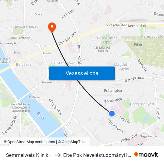 Semmelweis Klinikák M to Elte Ppk Neveléstudományi Intézet map