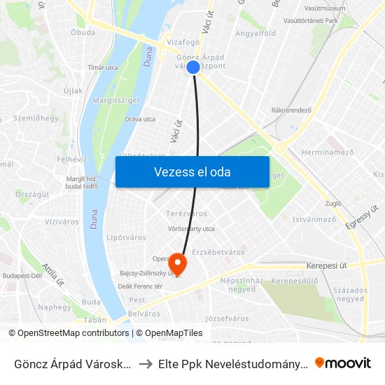 Göncz Árpád Városközpont to Elte Ppk Neveléstudományi Intézet map