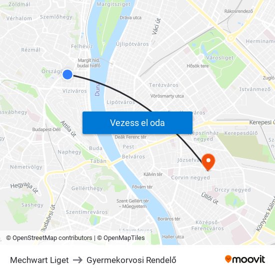 Mechwart Liget to Gyermekorvosi Rendelő map